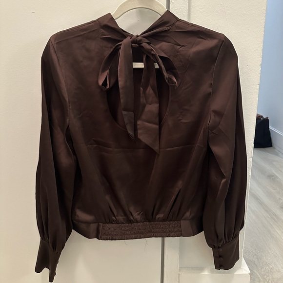 Brown Satin Blouse from Express with Open tie back - Picture 2 of 2